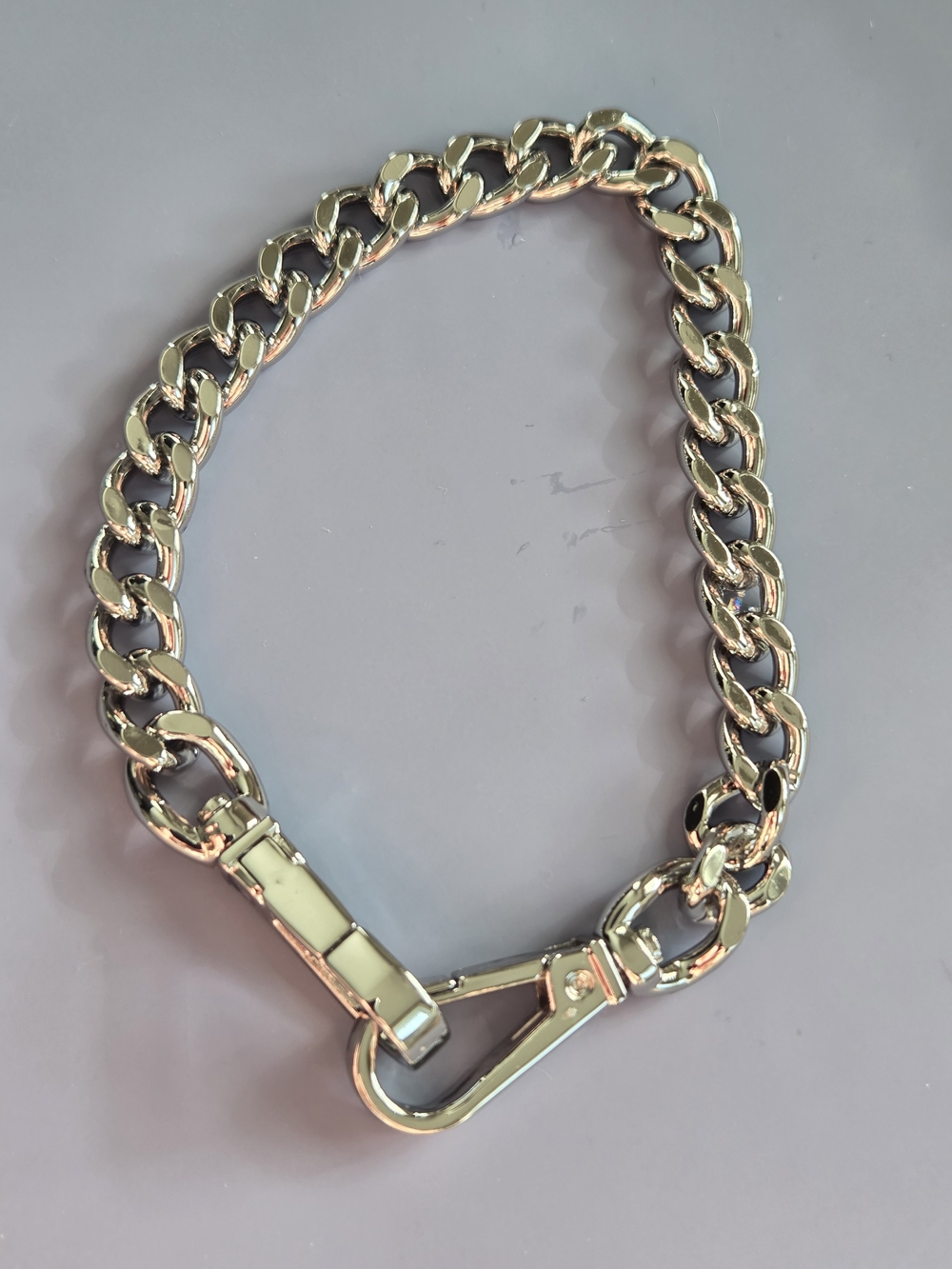 Michael Kors Polished Silver Curb Chain Bracelet with Carabiner